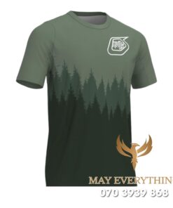 Áo thun leo núi màu xanh rêu in hình