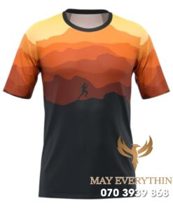 Áo thun leo núi màu cam nâu in hình
