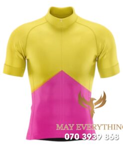 Áo thun chạy xe đạp màu vàng viền hồng