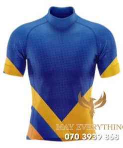 Áo thun chạy xe đạp màu xanh viền vàng