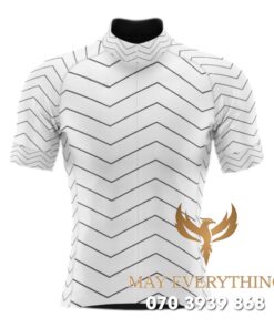 Áo thun chạy xe đạp màu trắng kẻ viền