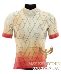 Áo thun chạy xe đạp màu cam kẻ họa tiết