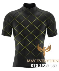 Áo thun chạy xe đạp màu đen viền kẻ