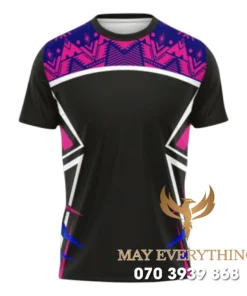 Áo thun thể thao màu đen họa tiết tím