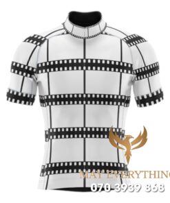 Áo thun chạy xe đạp kẻ họa tiết đen