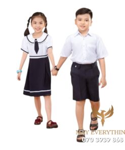 Đồng phục học sinh cấp 1 in logo trường