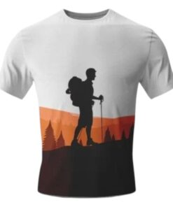 Áo thun leo núi in hình màu nâu cam