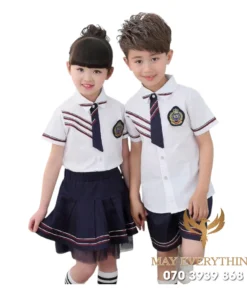 Đồng phục học sinh tiểu học kèm cà vạt in logo trường