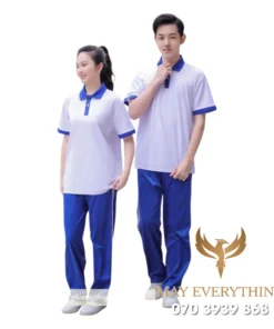 Đồng phục học sinh mẫu thể dục in logo trường cấp 3