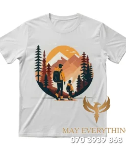 Áo thun leo núi họa tiết rừng hoàng hôn