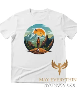 Áo thun leo núi họa tiết rừng bình minh