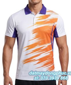 Áo Đồng Phục Thể Thao CLB Màu Trắng Phối Cam
