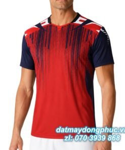 Áo Đồng Phục Thể Thao CLB Màu Đỏ Phối Xanh Đen