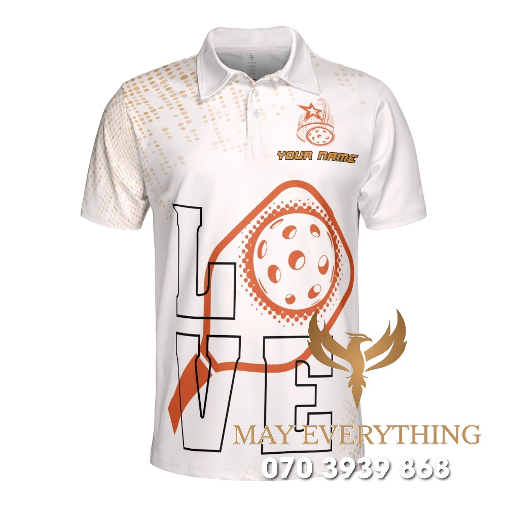 Áo Đồng Phục Pickleball Trắng Phối Nâu