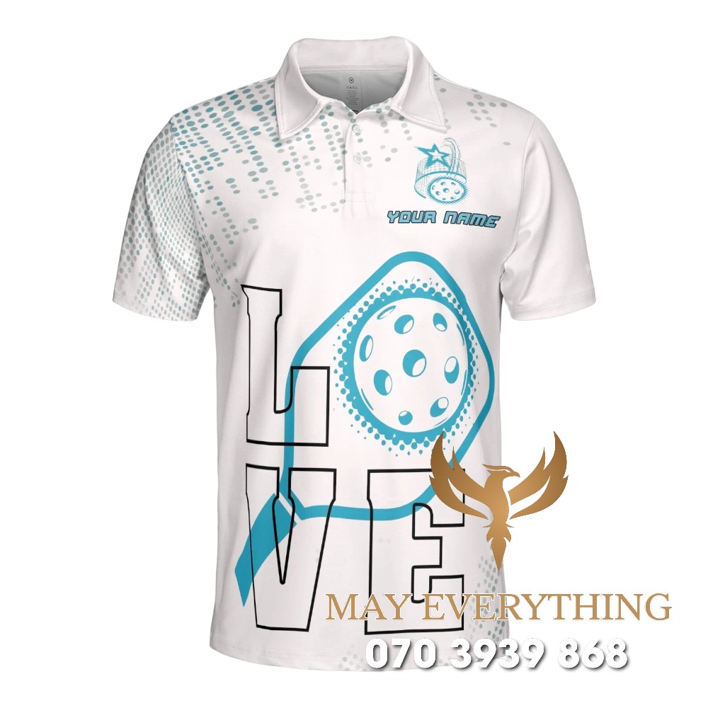 Áo Đồng Phục Pickleball Trắng Phối Xanh Dương