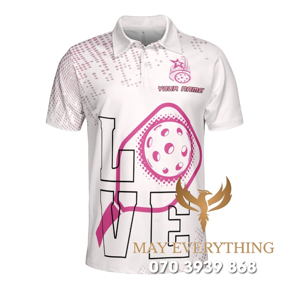 Áo Đồng Phục Pickleball Trắng Phối Hồng