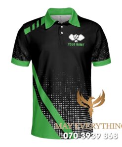 Áo Đồng Phục Pickleball Màu Đen Phối Xanh