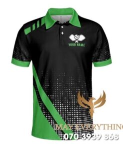 Áo Đồng Phục Pickleball Màu Đen Phối Xanh