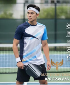 Áo Đồng Phục Pickleball Xanh Trắng Bản Nam