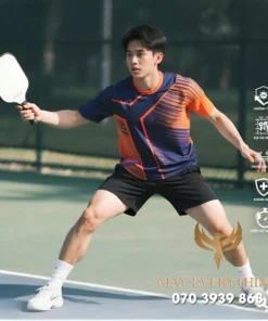 Áo Đồng Phục Pickleball Xanh Viền Cam