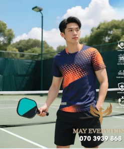 Áo Đồng Phục Pickleball Xanh Cam Chấm Bi Bản Nam