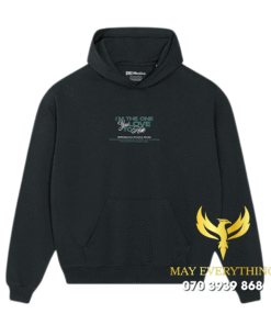 Áo hoodie màu đen in slogan