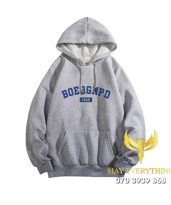 Áo hoodie màu xám đậm in chữ