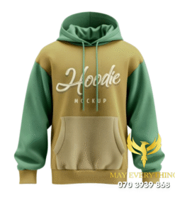Áo hoodie màu xanh vàng in chữ