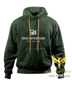 Áo hoodie màu xanh mạ in solagn