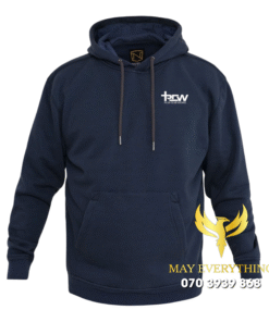 Áo hoodie màu xanh đen in chữ
