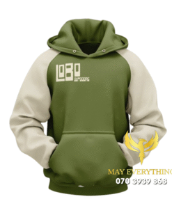 Áo hoodie màu xanh mạ phối tay