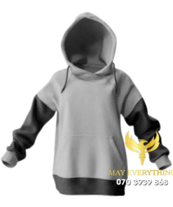 Áo hoodie màu xám chuột phối tay