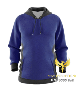 Áo hoodie màu xanh đậm phối mũ đen