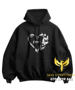 Áo hoodie màu đen Lovely