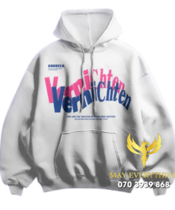 Áo hoodie màu trắng chữ nổi bật