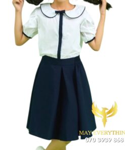 Đồng phục học sinh bé gái cổ bầu
