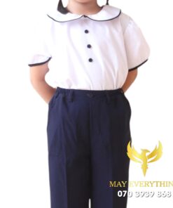 Đồng phục học sinh bé gái cổ bầu
