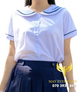 Đồng phục học sinh cổ bầu bé gái