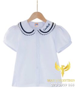 Đồng phục học sinh bé gái cổ bầu tay phồng
