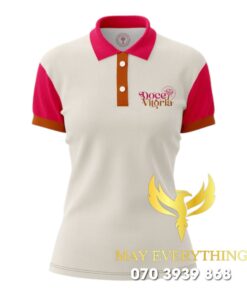Đồng phục salon mẫu polo áo nữ màu kem