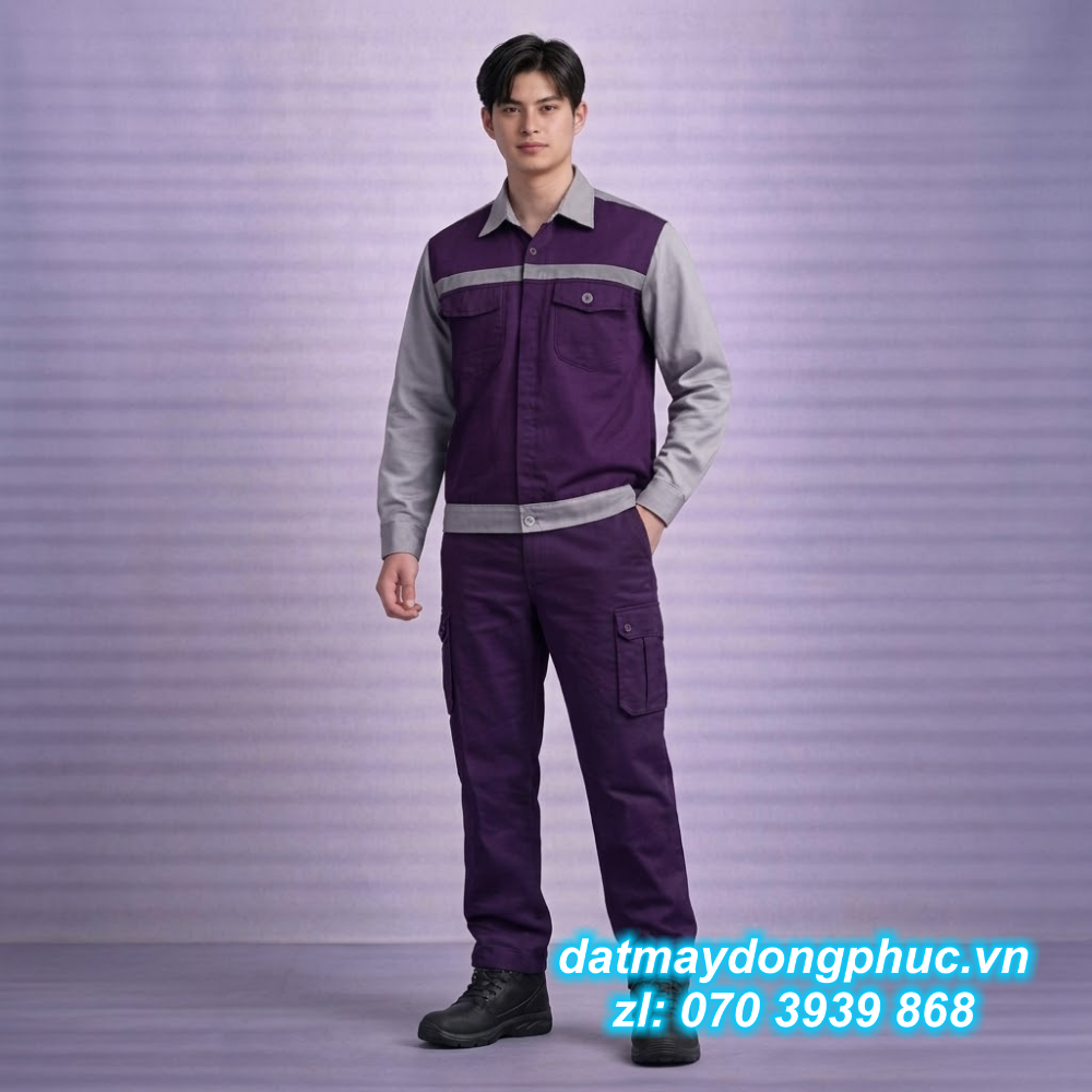 Đồng phục bảo hộ lao động xám tím