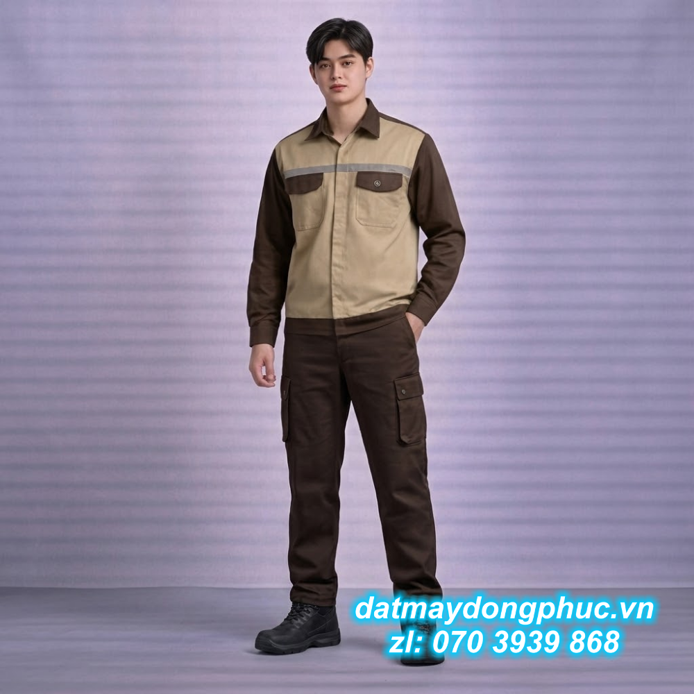Đồng phục bảo hộ lao động nâu sữa