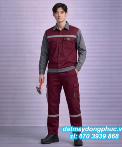 Đồng phục bảo hộ lao động đỏ đậm