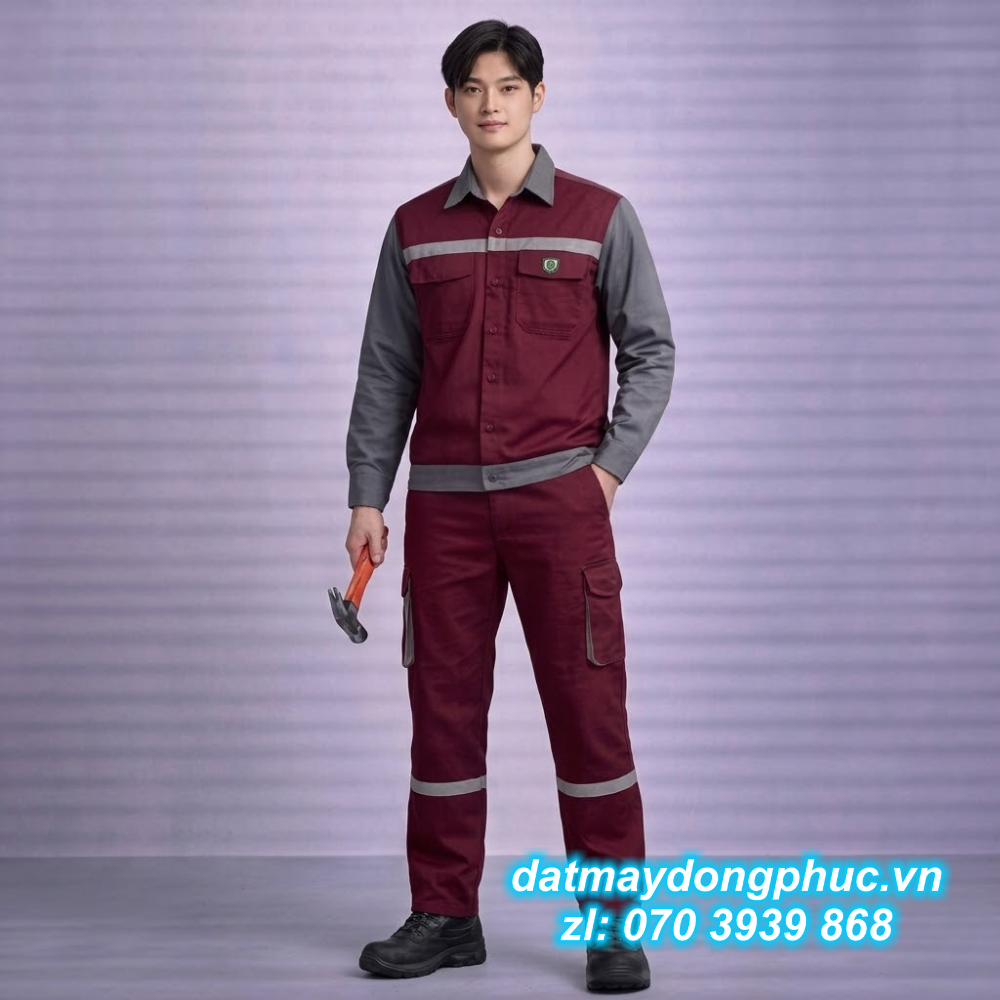 Đồng phục bảo hộ lao động đỏ đậm