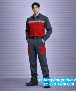 Đồng phục bảo hộ lao động xám đỏ